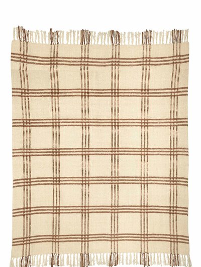 Casa Amarosa Cotton Boucle Large Check Pattern Throw Blanket - Brown product