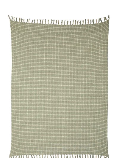 Casa Amarosa Cotton Boucle Small Check Pattern Throw Blanket - Sage Ivory product