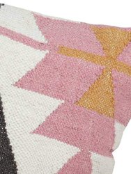 Desert Kilim Geometric Pillow, Blush- 18 x18 Inch