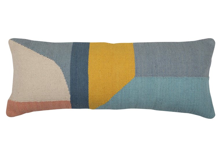 Handmade Geo Shapes Lumbar Pillow, Multi- 12x30 Inch