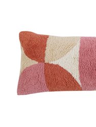 Rangoli Tufted Lumbar Pillow, Wine & Pink - 12x30 Inch - Multi