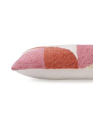 Rangoli Tufted Lumbar Pillow, Wine & Pink - 12x30 Inch