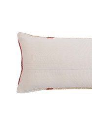 Rangoli Tufted Lumbar Pillow, Wine & Pink - 12x30 Inch