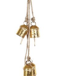 Recycled Iron 5 Bells Wind Chimes With Jute Strings - 20 inch