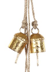 Recycled Iron 5 Bells Wind Chimes With Jute Strings - 20 inch