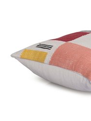 Rekha Handwoven Geometric Pillow, Pink & Wine- 18x18 Inch