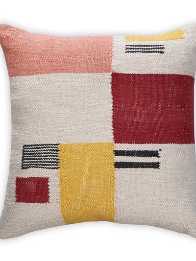 Casa Amarosa Rekha Handwoven Geometric Pillow, Pink & Wine- 18x18 Inch product