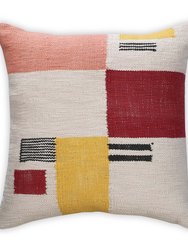 Rekha Handwoven Geometric Pillow, Pink & Wine- 18x18 Inch - Multi
