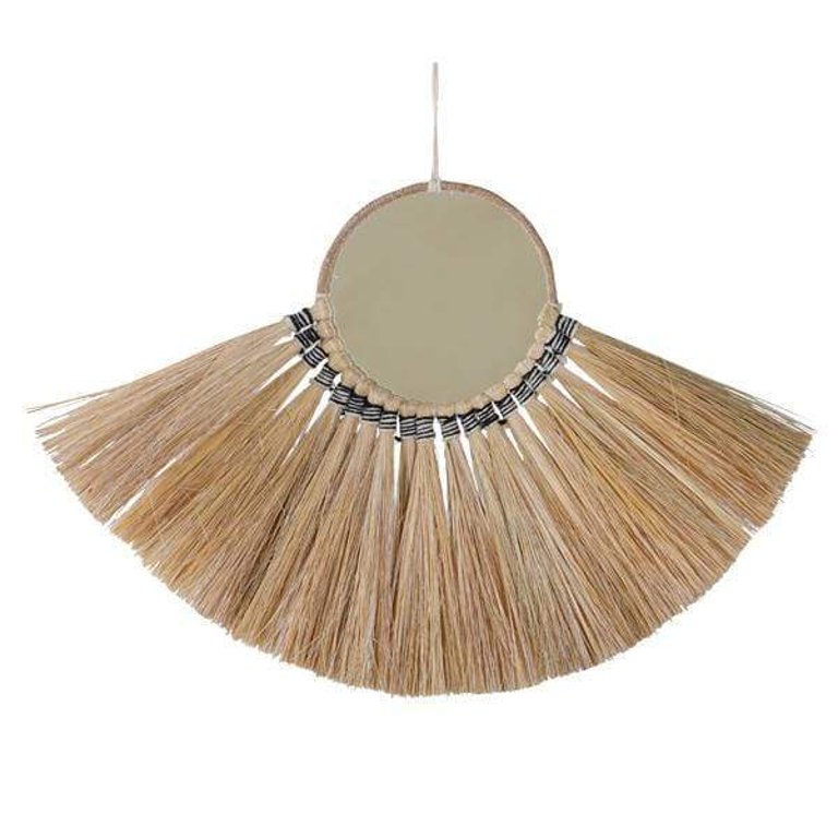 Soleil Fringe Boho Mirror Wall Decor - 13 inch