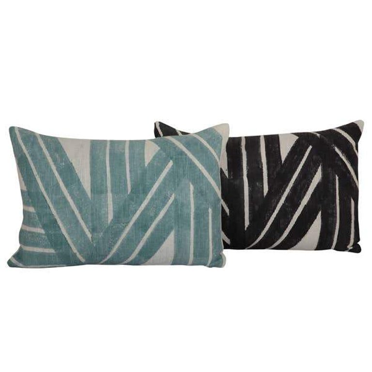 Stripe Sky Cushion, Black 14x20 Inch