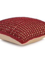 Tarika Net Crochet Accent Pillow, Wine Red - 18" x 18"