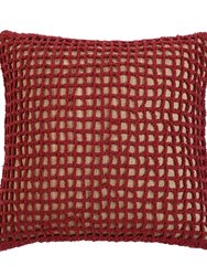 Tarika Net Crochet Accent Pillow, Wine Red - 18" x 18" - Wine Red