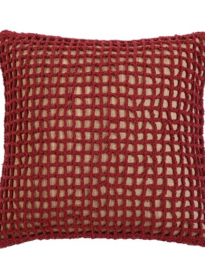 Casa Amarosa Tarika Net Crochet Accent Pillow, Wine Red - 18" x 18" product