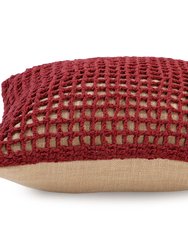 Tarika Net Crochet Accent Pillow, Wine Red - 18" x 18"