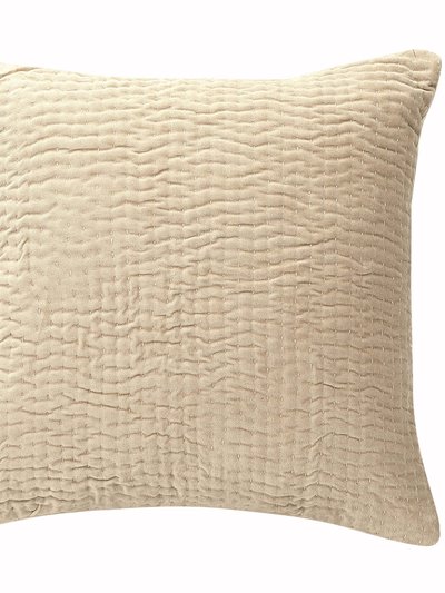 Casa Amarosa Velvet Kantha Handmade Pillow 18" x 18" - Biscotti product