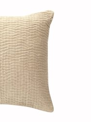 Velvet Kantha Handmade Pillow 18" x 18" - Biscotti - Biscotti