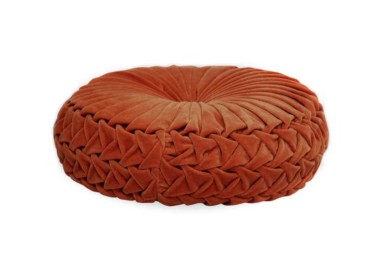 Velvet Round Cushion - Rust - 16 inch