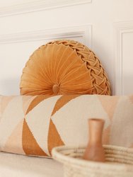Velvet Round Handmade Pillow, Clay - 16 Inch