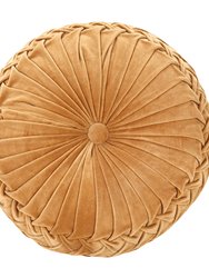 Velvet Round Handmade Pillow, Clay - 16 Inch