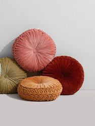 Velvet Round Handmade Pillow, Clay - 16 Inch