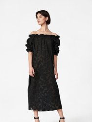 Grace Dress in Black Floral Jacquard - Black Floral