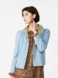 Magic Jacket in Lime Cashmere & Denim - Light Blue Denim