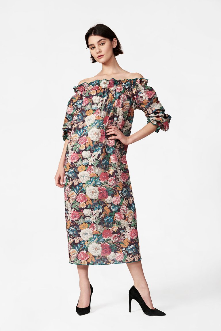 Women's Grace Dress in Four-Season Floral - Dark Floral