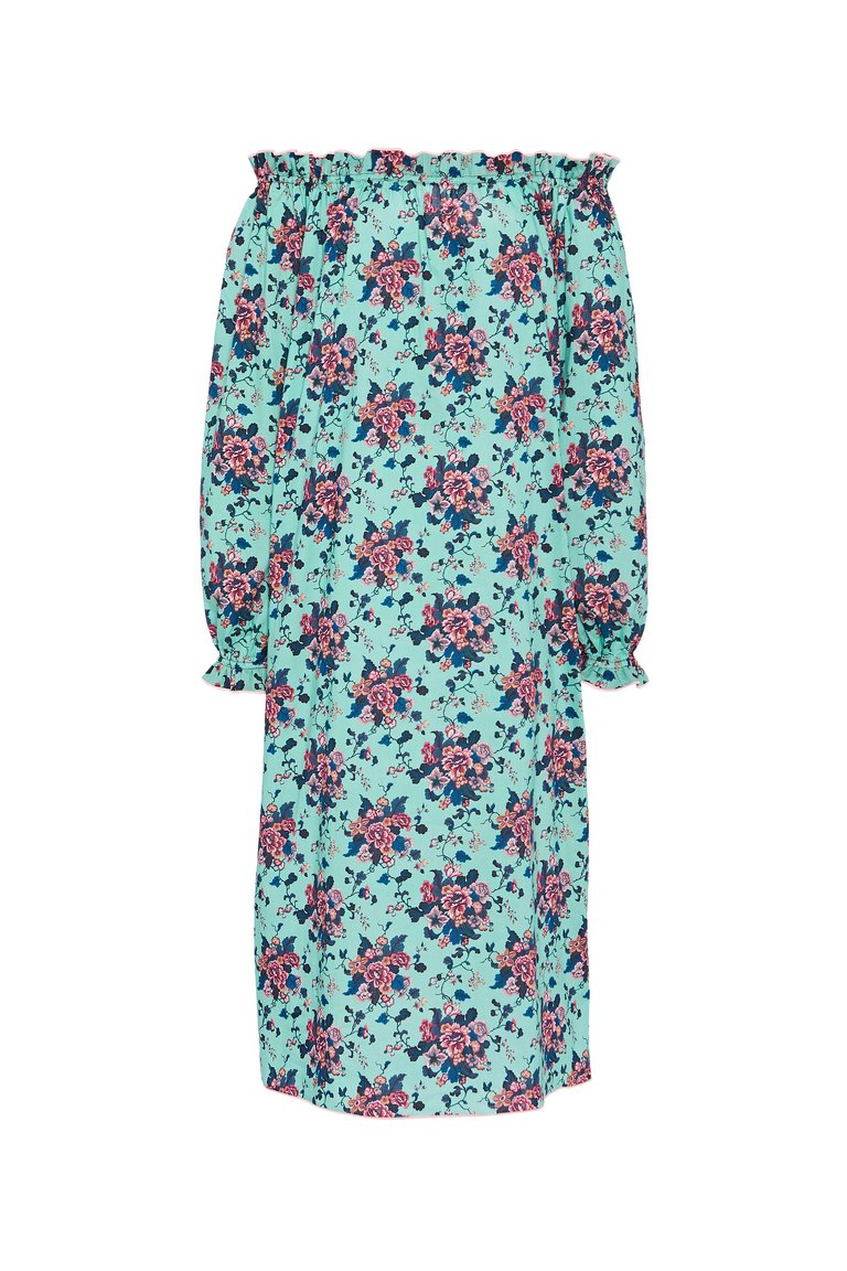 Women's Grace Dress in Turquoise Chinoiserie - Turquoise