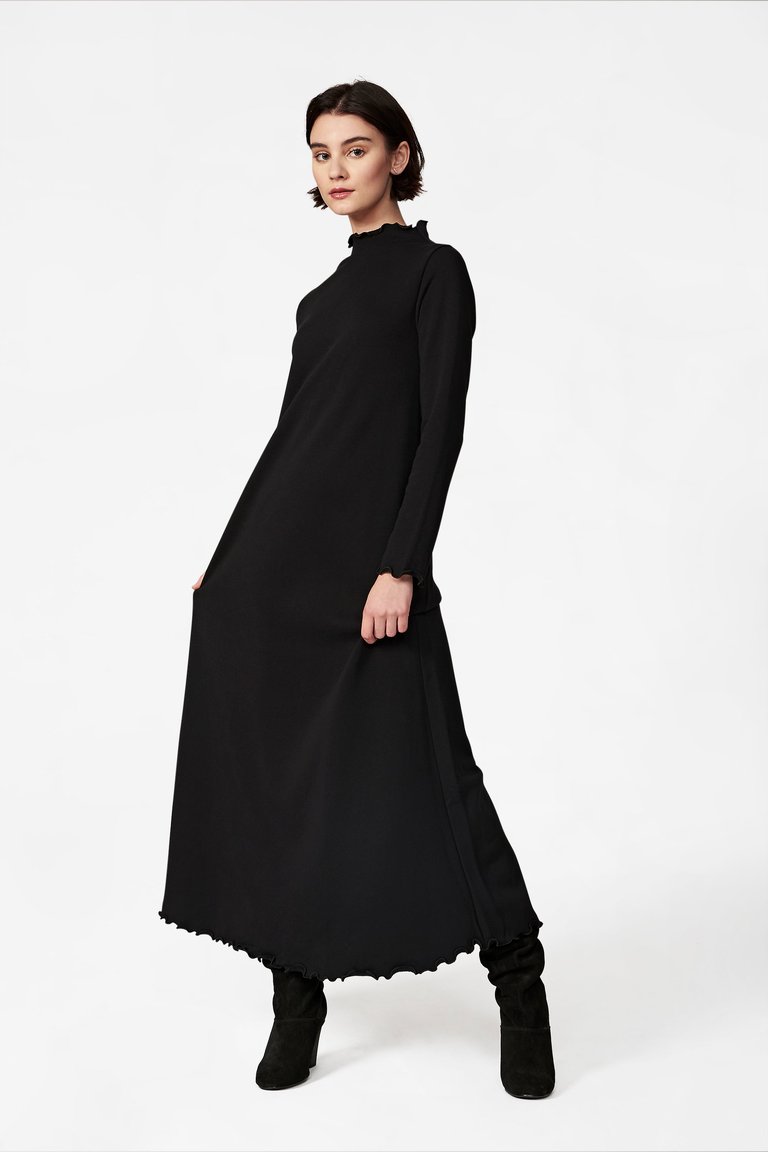 Women's Lounge Dress in Black Terry - Black