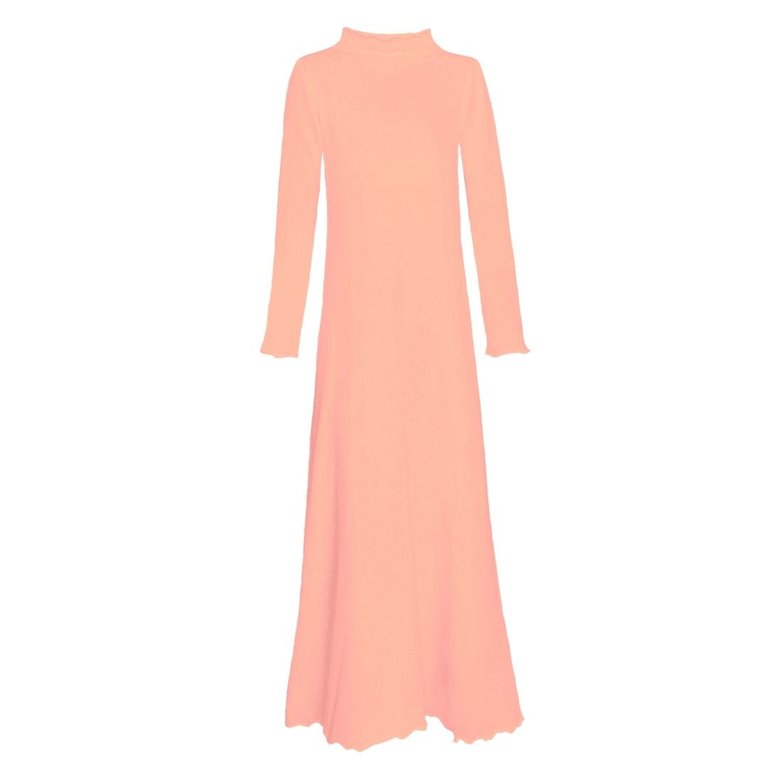 Women's Lounge Dress in Salmon French Terry - Salmon