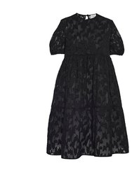 Women's Madeline Dress in Black Floral Jacquard - Black Floral