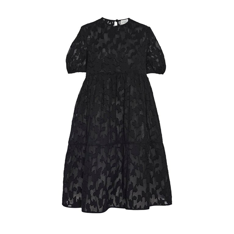 Women's Madeline Dress in Black Floral Jacquard - Black Floral