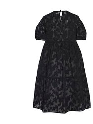 Women's Madeline Dress in Black Floral Jacquard
