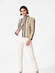 Women's Magic Jacket in Striped Brocade & Titian Twill - Striped Brocade & Pink Twill