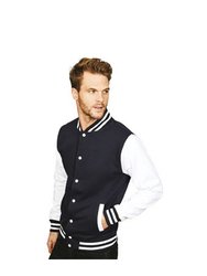 Casual Classic Mens Varsity Jacket (Navy/White) - Navy/White