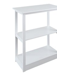 Adams 3-Shelf Bookcase With Concealed Sliding Track - White