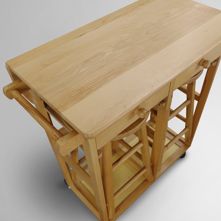 Breakfast Cart With Drop-Leaf Table