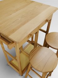 Breakfast Cart With Drop-Leaf Table