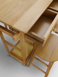 Breakfast Cart With Drop-Leaf Table