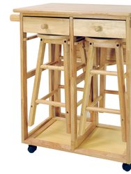 Breakfast Cart With Drop-Leaf Table - Natural