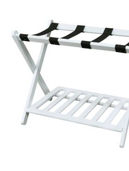 Luggage Rack With Shelf - White