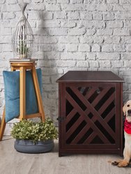 Modern Lattice Wooden Pet Crate End Table