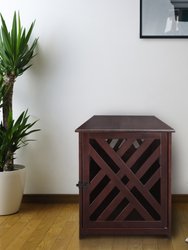 Modern Lattice Wooden Pet Crate End Table