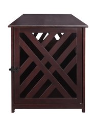 Modern Lattice Wooden Pet Crate End Table