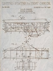 Wright Airplane Patent Print - Natural Birch