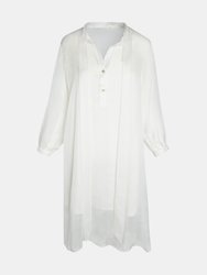 Florence Long Sleeve Chiffon Dress - White