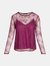 June Sheer Floral Lace Top - Raspberry