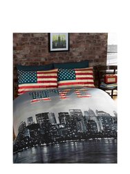 New York Skyline Duvet Set - Multicolored/Twin - Multicolored