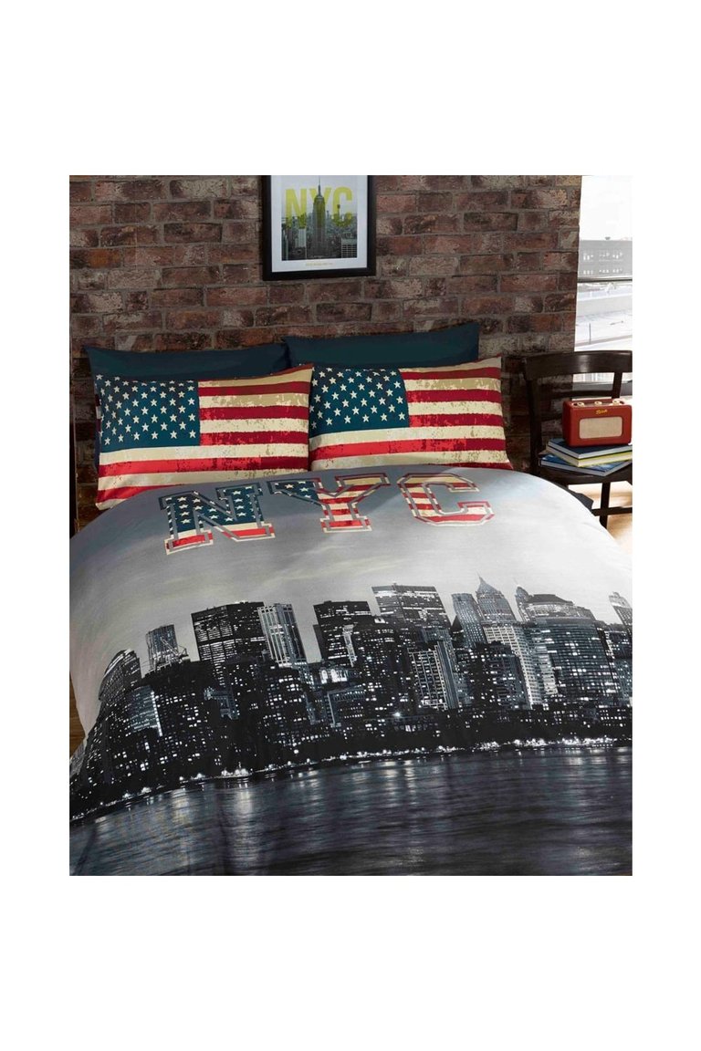 New York Skyline Duvet Set - Multicolored/Twin - Multicolored