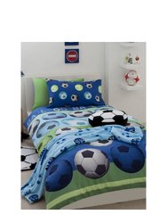 Soccer Ball Duvet Set - Blue/Green/White/Full